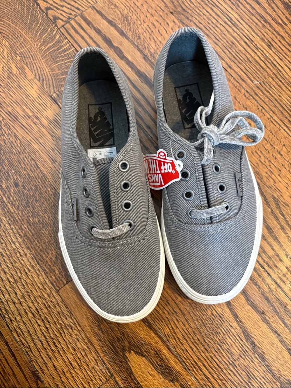Vans Gray Canvas Slip-On Style Low-Top Sneakers